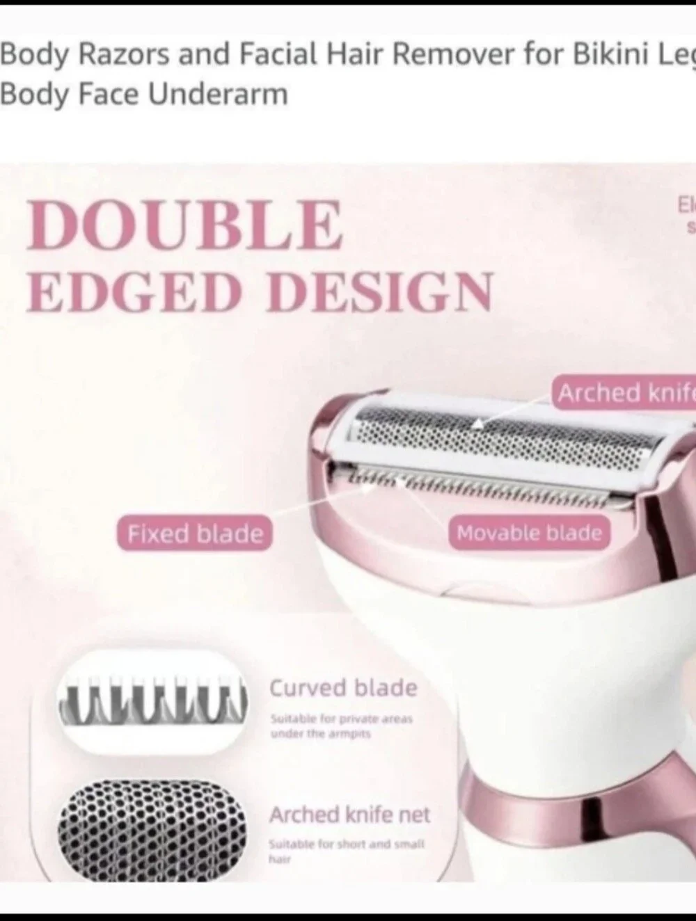 Rechargeable Women's 4-in-1 Facial & Body Hair Remover - White & Pink